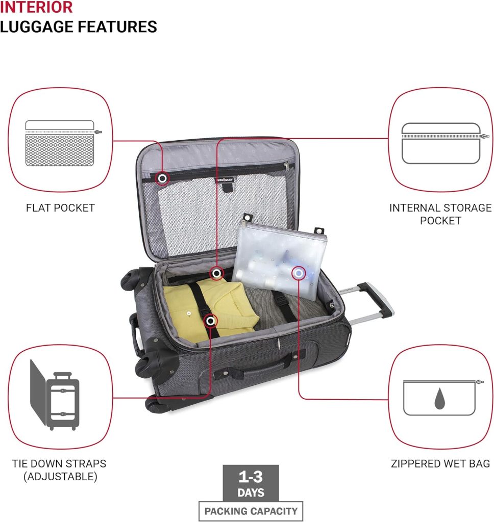 SwissGear Sion Softside Expandable Luggage, Black, Carry-On 21-Inch