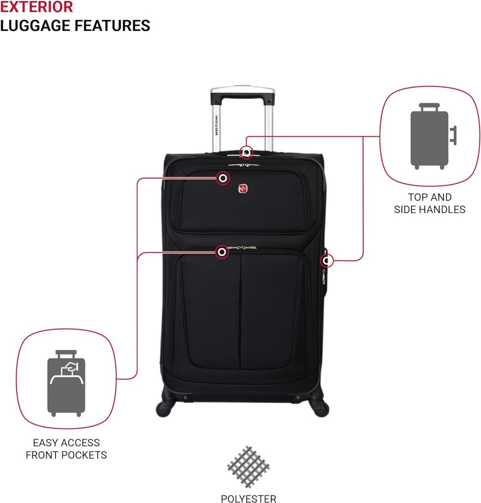 SwissGear Sion Softside Expandable Luggage, Black, Carry-On 21-Inch